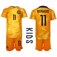 Alankomaat Steven Berghuis #11 Koti Peliasu Lasten MM-kisat 2022 Lyhythihainen (+ Lyhyet housut)